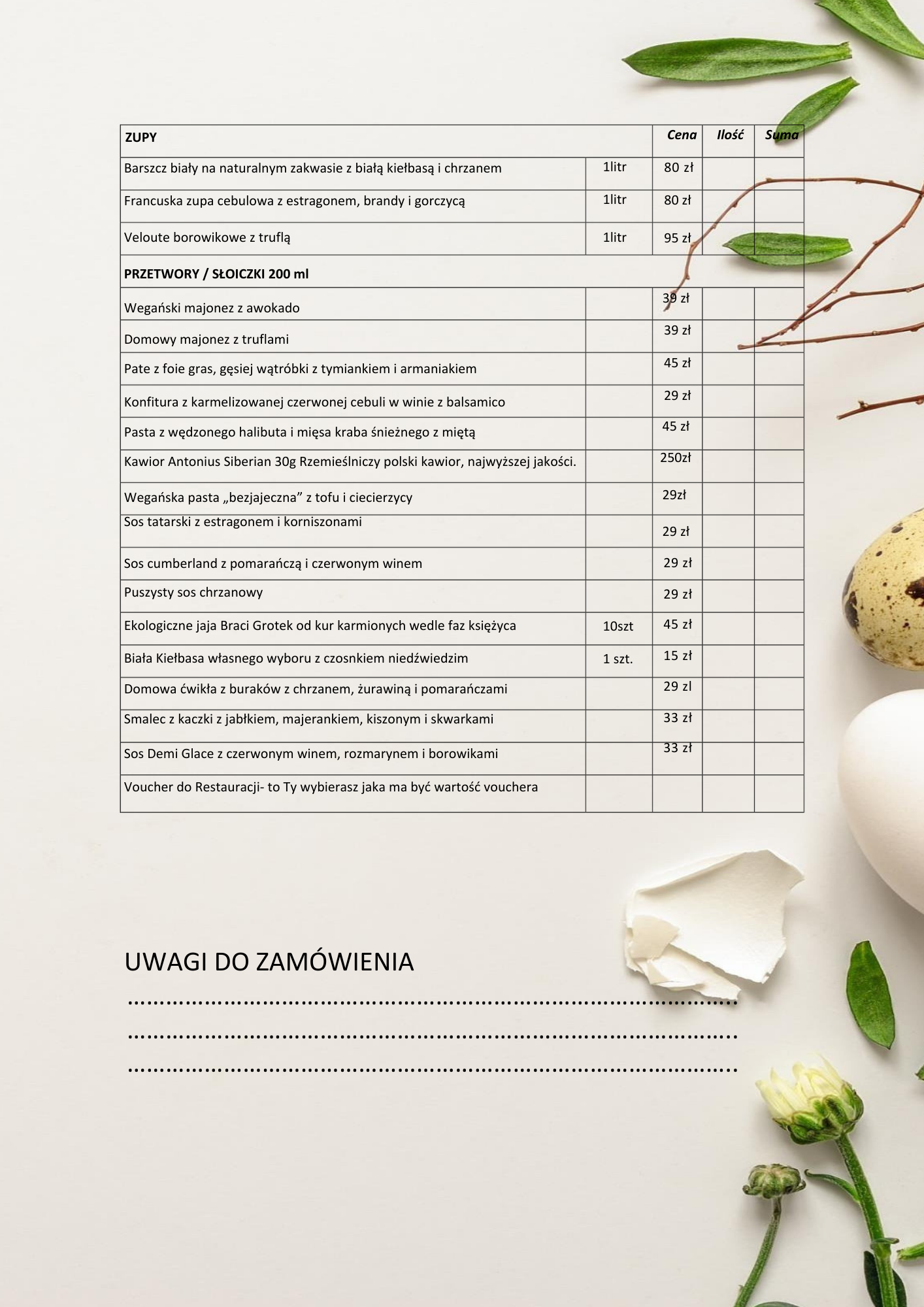 Catering i dania na wynos – Winny Garaż