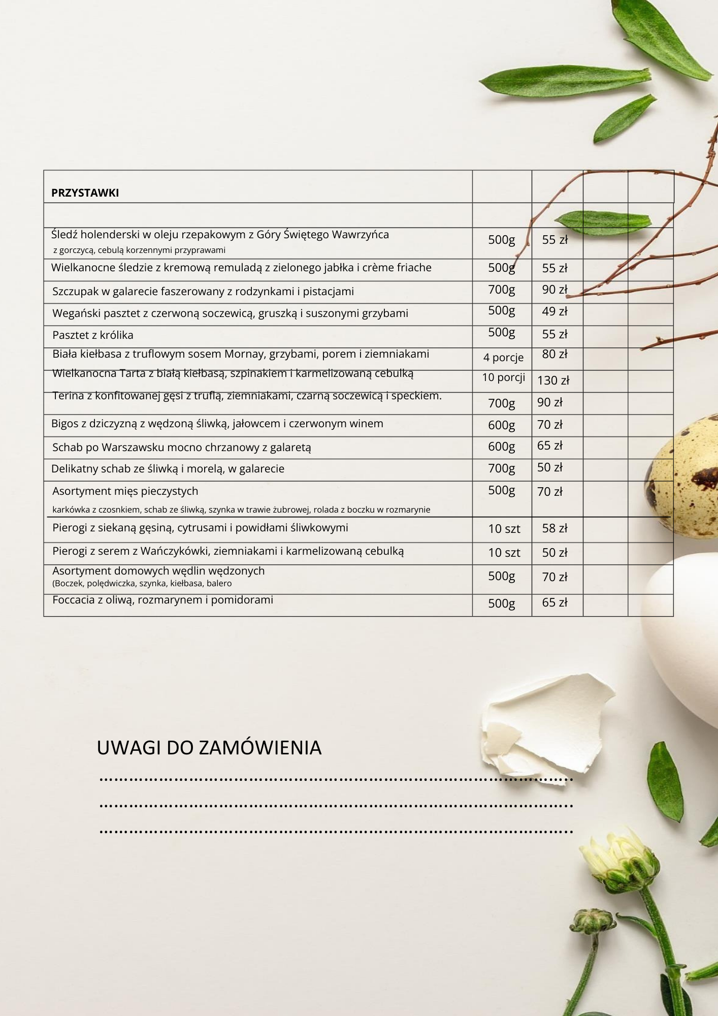 Catering i dania na wynos – Winny Garaż