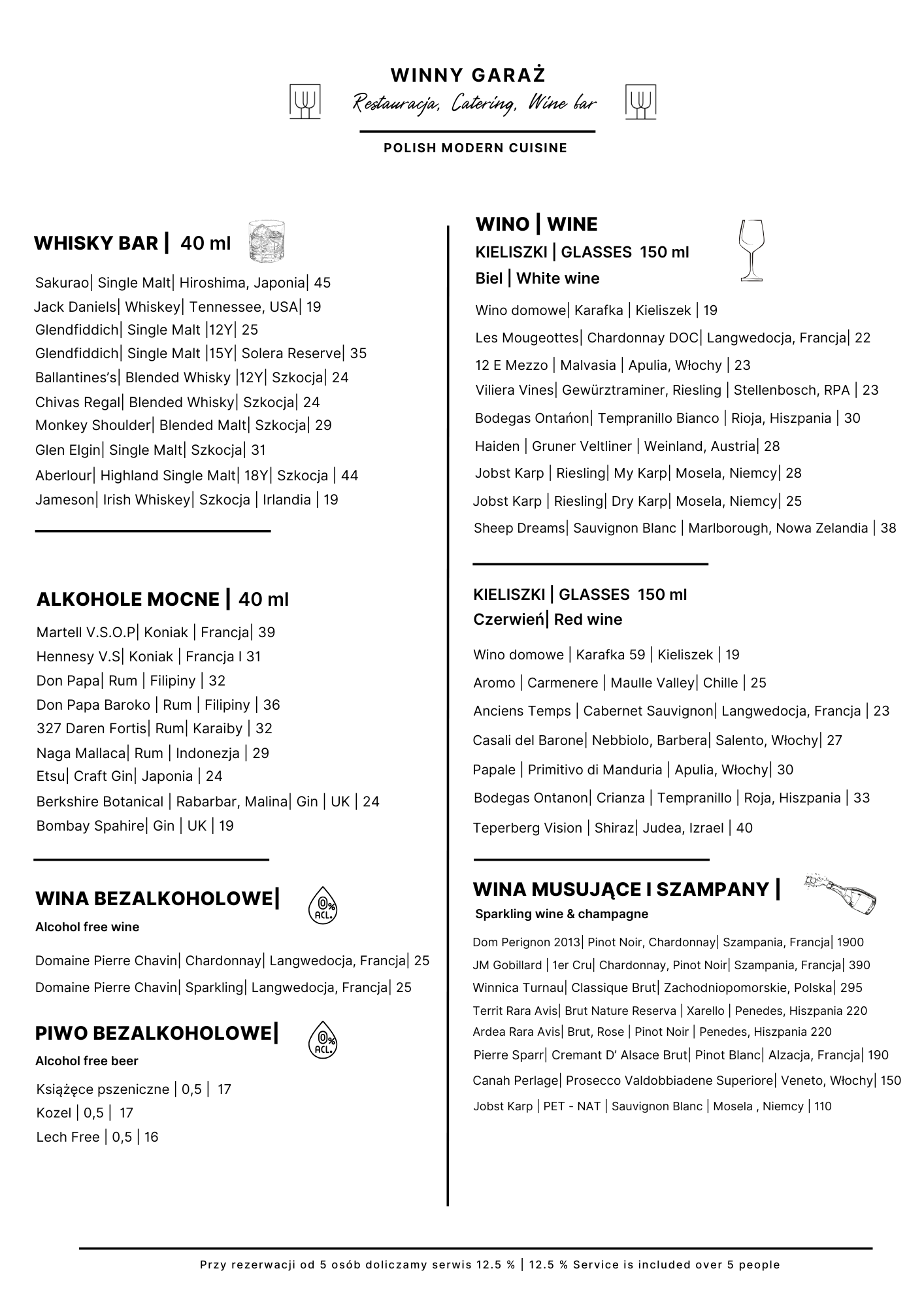 Menu restauracji Winny Garaż – karta sezonowa Babie lato